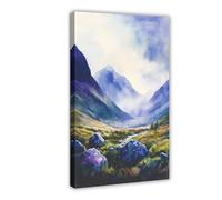 F I N U C B Glencoe Watercolor Poster Glencoe Travel Print Scottish Highlands Wall Art Scotland Decor Mountain Landscape Nature Scene Print Frame 12x18inch