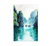 F I N U C B Ha Long Bay Watercolor Poster Ha Long Bay Travel Print Vietnam Wall Art Decor Limestone Islands Seascape Nature Print Canvas Deco Prints Unframe 24x36