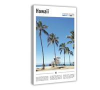 F I N U C B Hawaii USA Resort Canvas Prints - Luxury Vacation Wall Art, Tropical Oasis Landscapes Poster for Spa Room Decorations 16x24inch(40x60cm)