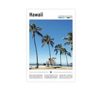 F I N U C B Hawaii USA Resort Canvas Prints - Luxury Vacation Wall Art, Tropical Oasis Landscapes Poster for Spa Room Decorations 24x36inch(60x90cm)