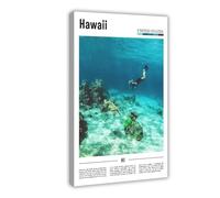 F I N U C B Hawaii USA Sea Turtle Canvas Prints - Underwater Diving Wall Art, Marine Life Landscapes Poster for Ocean Theme Decorations 12x18inch(30x45cm)