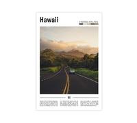 F I N U C B Hawaii USA Sunset Coast Canvas Prints - Golden Hour Ocean Wall Art, Pacific Island Landscapes Poster for Dining Room Decorations 16x24inch(40x60cm)