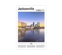 F I N U C B Jacksonville Florida USA Canvas Prints - St. Johns River Skyline Wall Art, Coastal Florida Landscapes Poster for Beach House Decorations 12x18inch(30x