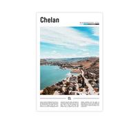 F I N U C B Lake Chelan Washington USA Canvas Print - Alpine Lake & Cascade Mountain Landscape, Pacific Northwest Waterside Wall Art for Cabin & Living Room Unfra