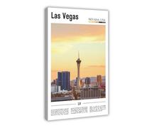 F I N U C B Las Vegas Nevada USA Canvas Prints - Strip Skyline Night View Wall Art, Neon City Landscapes Poster for Modern Home Decorations 12x18inch(30x45cm)