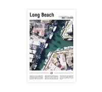 F I N U C B Long Beach California USA Canvas Prints - Pacific Ocean Shoreline Wall Art, California Coast Landscapes Poster for Beach House Decorations 24x36inch(6