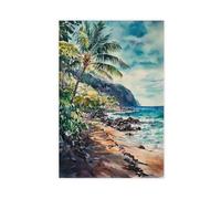 F I N U C B Maui Watercolor Poster Maui Travel Print Wall Art Hawaii Island Painting Souvenir Tropical Beach Decor Unframe 24x36inch