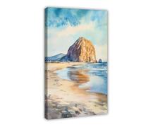 F I N U C B Morro Bay Watercolor Poster Morro Bay California Travel Print Wall Art Home Decor Gift Art Lovers Coastal Canvas Deco Prints Frame 16x24inch