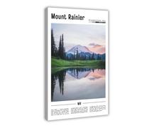 F I N U C B Mount Rainier Washington USA Canvas Prints - Majestic Volcano Reflection Wall Art, Cascade Range Landscapes Poster for Pacific Northwest Decorations 2