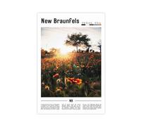 F I N U C B New Braunfels Texas USA Canvas Prints - German Heritage Town Wall Art, Guadalupe River Landscapes Poster for Texas Hill Country Decorations 16x24inch(