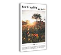 F I N U C B New Braunfels Texas USA Canvas Prints - German Heritage Town Wall Art, Guadalupe River Landscapes Poster for Texas Hill Country Decorations 12x18inch(