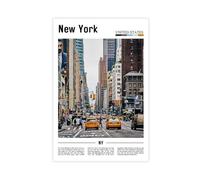 F I N U C B New York USA Street Scene Canvas Prints - Urban Neighborhood Life Wall Art, City Daily Life Landscapes Poster for Apartment Decorations 12x18inch(30x4