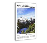 F I N U C B North Cascades Washington USA Canvas Prints - Alpine Wilderness Peaks Wall Art, Pacific Northwest Landscapes Poster for Mountain Home Decorations 20x3