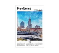F I N U C B Providence Rhode Island USA Canvas Prints - Renaissance City Waterfront Wall Art, New England Urban Landscapes Poster for City Home Decorations 24x36i