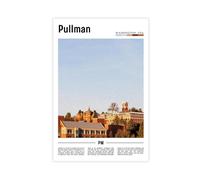 F I N U C B Pullman Washington USA Canvas Prints - Palouse Hills College Town Wall Art, Wheat Field Landscapes Poster for Academic Home Decorations 16x24inch(40x6