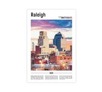 F I N U C B Raleigh North Carolina USA Canvas Prints - Research Triangle Skyline Wall Art, Oak City Landscapes Poster for Modern Office Decorations 12x18inch(30x4
