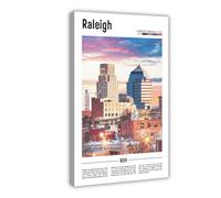 F I N U C B Raleigh North Carolina USA Canvas Prints - Research Triangle Skyline Wall Art, Oak City Landscapes Poster for Modern Office Decorations 12x18inch(30x4