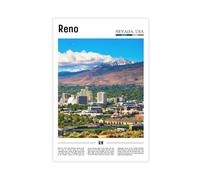 F I N U C B Reno Nevada USA Canvas Prints - Biggest Little City Skyline Wall Art, Sierra Nevada Foothills Landscapes Poster for Urban Home Decorations 12x18inch(3