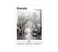F I N U C B Roanoke Virginia USA Canvas Prints - Blue Ridge Mountain City Wall Art, Star City of The South Landscapes Poster for Virginia Home Decorations 24x36in
