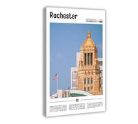 F I N U C B Rochester Minnesota USA Canvas Prints - Medical Destination City Wall Art, Mayo Clinic Landscapes Poster for Healthcare Office Decorations 20x30inch(5