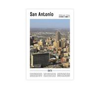 F I N U C B San Antonio Texas USA Canvas Prints - River Walk Alamo City Wall Art, Texas Hill Country Landscapes Poster for Southwestern Home Decorations 24x36inch