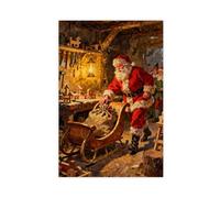 F I N U C B Santa Claus The Sleigh's Final Check Christmas Wall Art Decor Canvas Art Pictures for Living Room for Bedroom Christmas Prints Unframe 16×24inch(40×60