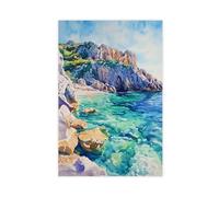 F I N U C B Sardinia Watercolor Poster Wall Art Sardinia Wall Hanging Home Décor Gift Art Lovers Italy Lover Gift, Italian Cityscape Print Unframe 24x36inch