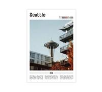 F I N U C B Seattle Washington USA Canvas Prints - Space Needle Skyline Wall Art, Puget Sound Landscapes Poster for Pacific Northwest Decorations 20x30inch(50x75c