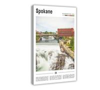 F I N U C B Spokane Washington USA Canvas Prints - Lilac City Riverfront Wall Art, Eastern Washington Landscapes Poster for Pacific Northwest Decorations 20x30inc