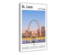 F I N U C B St. Louis Missouri USA Canvas Prints - Gateway Arch Riverfront Wall Art, Mississippi River Landscapes Poster for Missouri Home Decorations 24x36inch(6