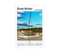 F I N U C B Stone Harbor New Jersey USA Canvas Prints - Jersey Shore Beach Town Wall Art, Coastal Community Landscapes Poster for Beach House Decorations 20x30inc