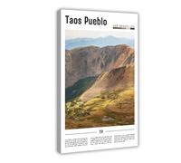 F I N U C B Taos Pueblo New Mexico USA Canvas Prints - Ancient Native American Village Wall Art, UNESCO World Heritage Landscapes Poster for Cultural Decorations