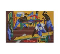 F I N U C B The Carpenters - Jacob Lawrence African American Labor Scene Print - Harlem Renaissance Modernism Prints Posters Canvas Deco Paintings Wall Art For Of