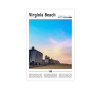 F I N U C B Virginia Beach Virginia USA Canvas Prints - Atlantic Ocean Resort City Wall Art, East Coast Beach Landscapes Poster for Coastal Home Decorations 12x18