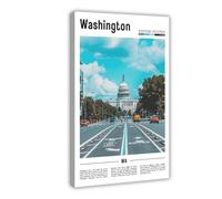 F I N U C B Washington USA Evergreen Canvas Prints - Pacific Northwest Diversity Wall Art, Cascade to Coast Landscapes Poster for Washington Home Decorations 20x3