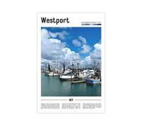 F I N U C B Westport Washington USA Canvas Prints - Pacific Coast Fishing Town Wall Art, Grays Harbor Landscapes Poster for Coastal Home Decorations 24x36inch(60x