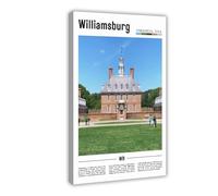 F I N U C B Williamsburg Virginia USA Canvas Prints - Historic Colonial Capital Wall Art, James River Plantation Landscapes Poster for Traditional Decorations 12x