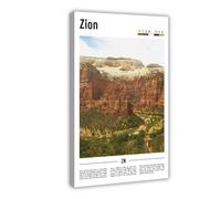 F I N U C B Zion National Park Utah USA Canvas Prints - Red Rock Canyon Sanctuary Wall Art, Utah Wilderness Landscapes Poster for Nature Lover Decorations 12x18in