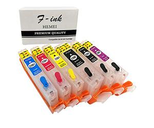 F-ink Empty Refillable Ink Cartridge for PGI-580XXL CLI-581XXL,Work with Pixma TS8150 TS8151 TS8152 TS9150 TS9155 TS8350 TS8250 TS8251 TS8252 Printer (PGBK,BK,C,M,Y,PB)