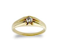 (F) Jewelco London Kids Solid 9ct Yellow Gold White Round Brilliant Cubic Zirconia Gypsy Solitaire Baby Ring - JBR016