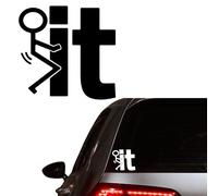 F**K IT Sticker | Funny Car Decal - Rear Bumper Fck It Body Window Novelty Vinyl JDM Drift Laptop Tablet Fun Gift Idea UK Caravan Race Toolbox Bike Van Wall meme Vehicle Helmet Gift Furniture - WHITE