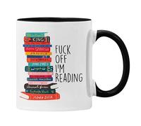 F**k Off I'm Reading Mug Gift for Bookworm, Funny Profanity Cup (Black)