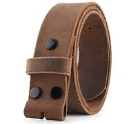 F&L CLASSIC Belt for buckle men Snap on Strap Full Grain One Piece Leather no buckle,1 1/2" Wide, Made in USA, Buffalo Distressed Leather, 34