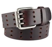F&L CLASSIC Men's Genuine full grain leather belt heavy duty, work or casual belts for jeans, triple Prong buckle,1.5” wide, Brown, 34