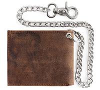 F&L Classic RFID Blocking Mens bi-fold Style Cowhide Leather Steel Chain Wallet,USA, Buffalo Vintage Leather, One Size, Vintage