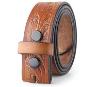 F&L CLASSIC Western Belt without buckle for men - Full Grain Leather Cowboy Belts for jeans - One Piece Leather strap belt, Tan 02, 32