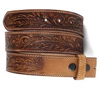 F&L CLASSIC Western Belt without buckle for men - Full Grain Leather Cowboy Belts for jeans - One Piece Leather strap belt, Tan/Dark Borwn 06, 36 (Fits Waist 34"-35")