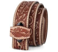 F&L CLASSIC Western Belt without buckle for men - Full Grain Leather Cowboy Belts for jeans - One Piece Leather strap belt, Brown 64, 42