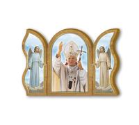 F.LLI BONELLA Bonella Brothers | Devotional wooden triptych Pope John Paul II size 6x9cm | Made in Italy