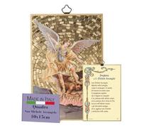 F.LLI BONELLA FRATELLI BONELLA - Picture of Saint Michael the Archangel and Dedicated Prayer in Italian - Picture in Poplar MDF Wood - Religious Picture for Bedroom 8 mm x 10 cm x 15 cm Made in Italy